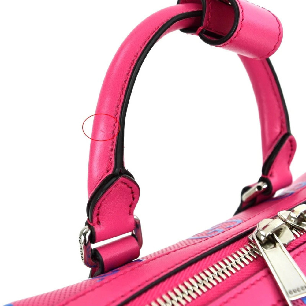 Gucci GG Embossed Duffle Bag Fuchsia Pink Blue Handbag Crossbody Bag - Picture 11 of 11